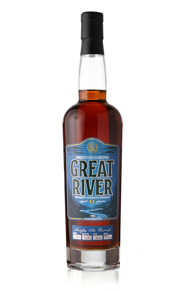 Great River Single Barrel bourbon bottle, Go Ahead Make My Day, 11 year, cask strength