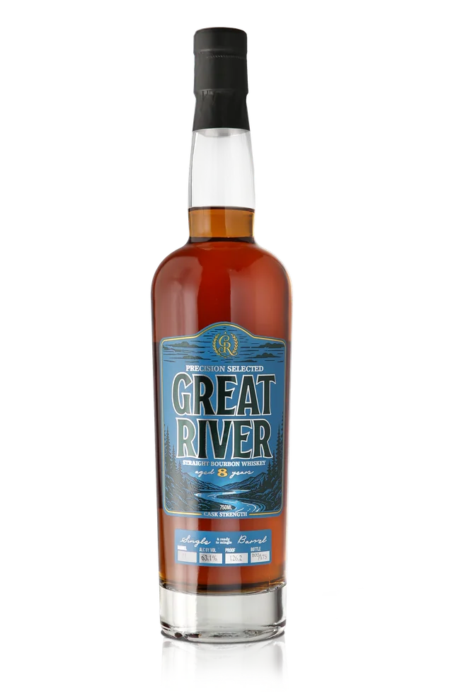 Great River Single Barrel bourbon bottle, Infinity & Beyond, 8 year, cask strength